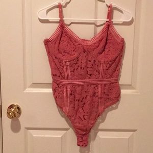 pink lace bodysuit